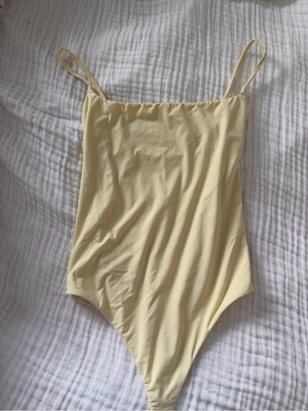Yellow Spaghetti-Strap Bodysuit